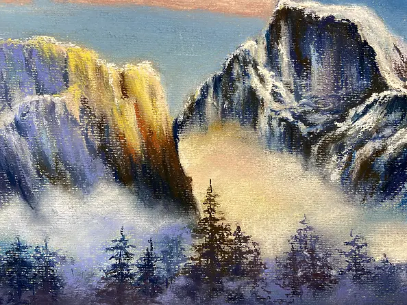 Yana Yeremenko - "Dawn in the Mountains." Mountain landscape. Pastel painting