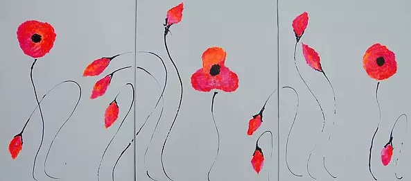Rachel McCullock - Dazzling Poppy Triptych