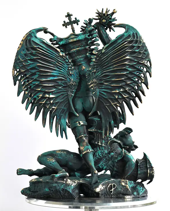 Krzysztof Plonka - Decretation Divinorum 6/9  rzeźba  Archangel Michael vs Lucifer Sculpture