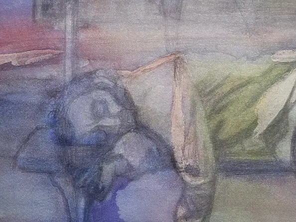 Marzena Salwowska, The decomposition of the prodigal son in a big, colorful city, Watercolors, Pencil - paper, 48 x 36