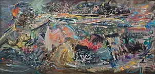 Eryk Maler, Dämon, Ölbild - , 90 x 45