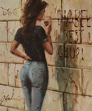 Jerzy Cichecki, Дьявол глуп., Акрилова картина - холст, 46 x 55