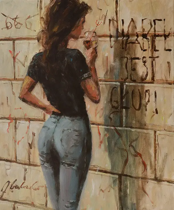 Jerzy Cichecki, Дьявол глуп., Акрилова картина - холст, 46 x 55