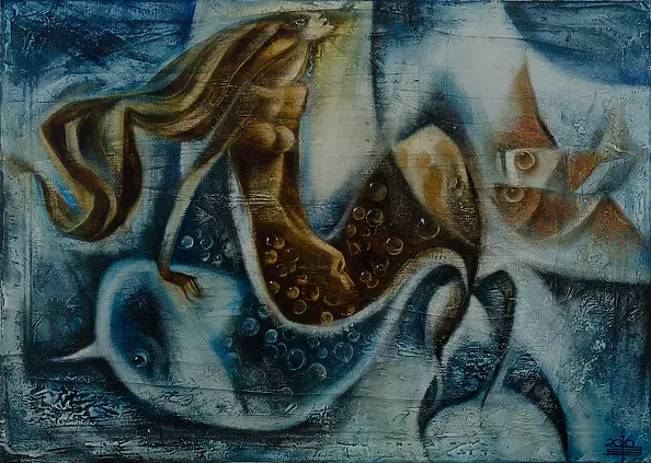 Simakov Vladimir - Dolphin and mermaid