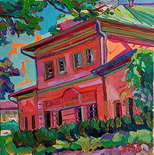 Anastasiia Kurkova, Dom Klezmera, Obraz olejny - płótno, 40 x 40