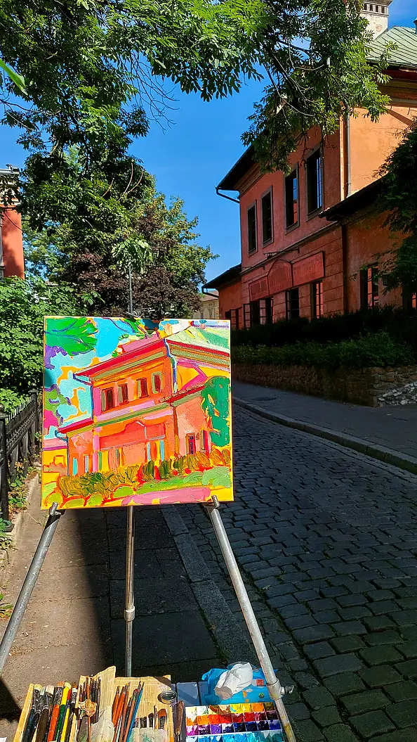 Anastasiia Kurkova, Dom Klezmera, Obraz olejny - płótno, 40 x 40