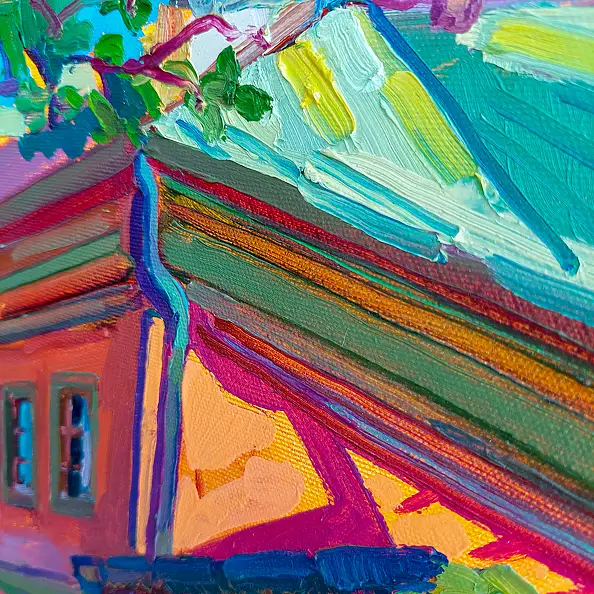 Anastasiia Kurkova, Dom Klezmera, Obraz olejny - płótno, 40 x 40