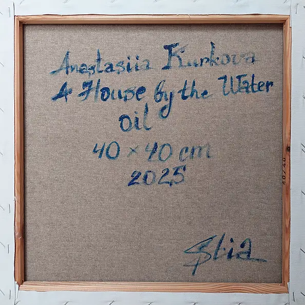 Anastasiia Kurkova, Dom nad wodą, Obraz olejny - płótno, 40 x 40