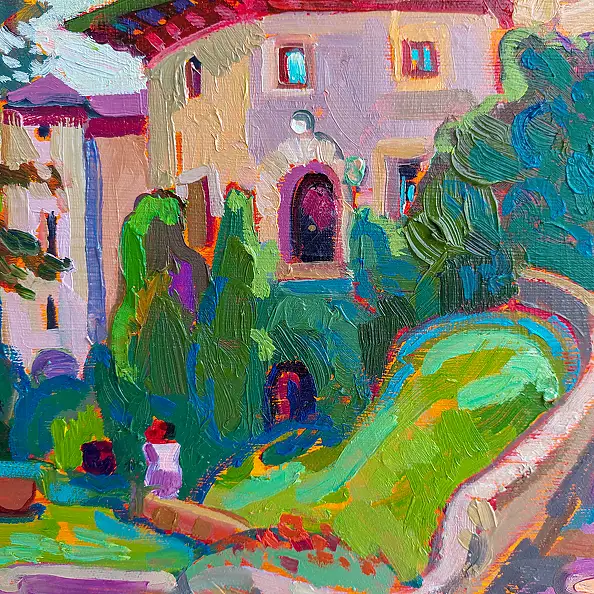 Anastasiia Kurkova, Ukryty zamek, Obraz olejny - płótno, 50 x 50