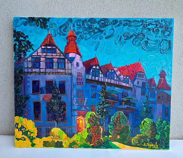 Anastasiia Kurkova, Dom z Sówkami, Obraz olejny - , 60 x 50