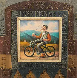 Dariusz Miliński, don Quichotte, Peinture à l'huile - toile, 30 x 30