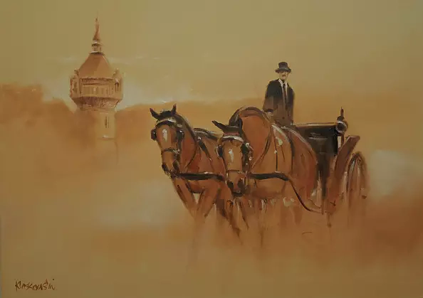 Krzysztof Kloskowski - Dorożka - Wieża Ciśnień we mgle