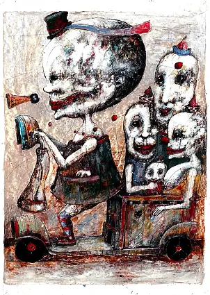 Piotr Kamieniarz, поставщик талисманов, Акварелі, Змішані техніки, Туш - папір, 45 x 64