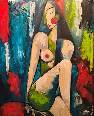 katarzyna nachajska, Une touche de silence, Peinture acrylique - toile, 100 x 120
