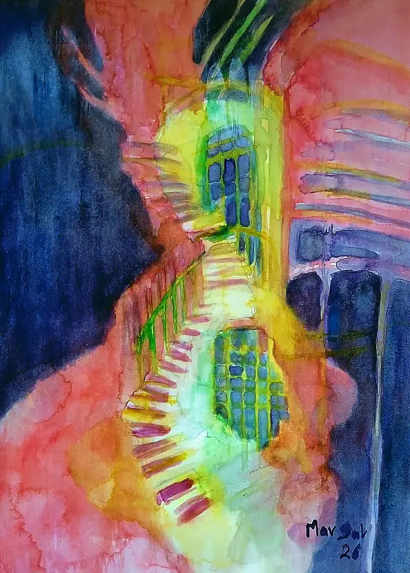 Marzena Salwowska,  Drabina Jakubowa/2, Akwarele - papier, 30 x 42