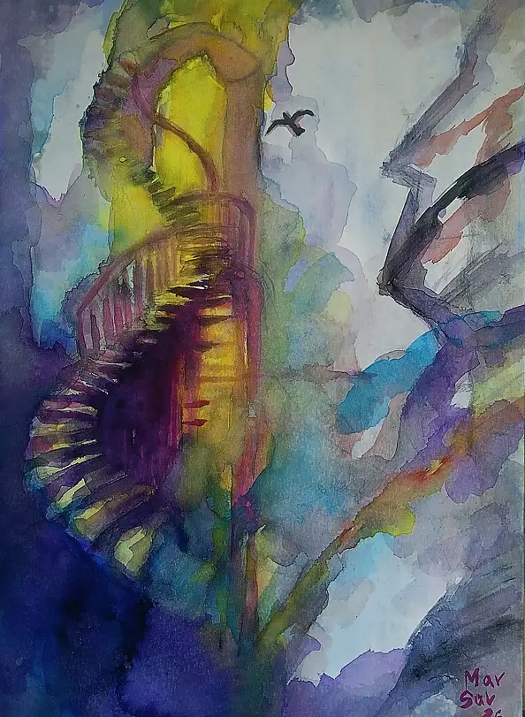 Marzena Salwowska, Scala di Giacobbe, Acquerelli, Inchiostro - carta, 30 x 42