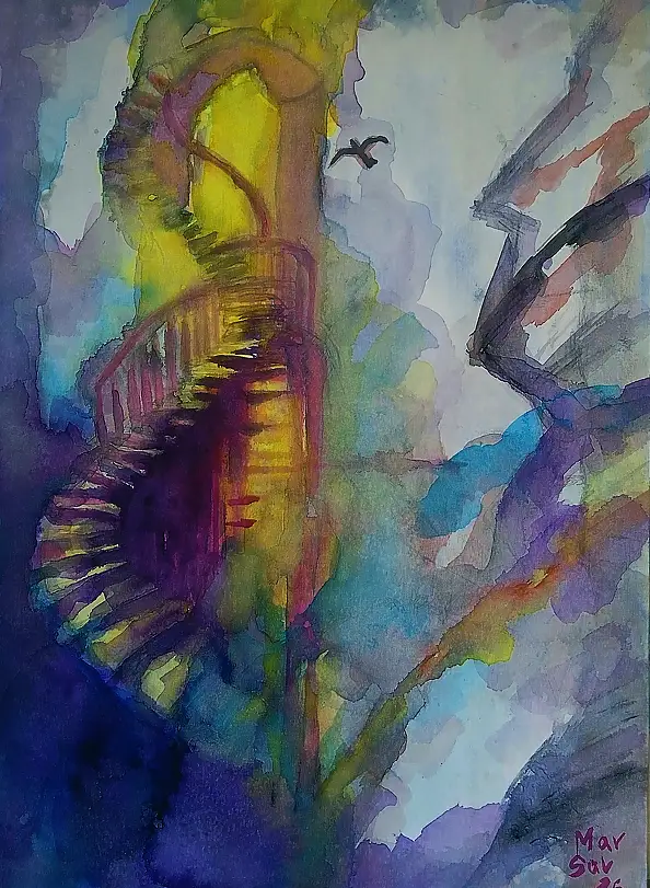 Marzena Salwowska, Scala di Giacobbe, Acquerelli, Inchiostro - carta, 30 x 42
