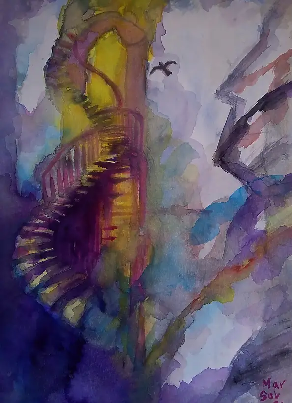 Marzena Salwowska, Scala di Giacobbe, Acquerelli, Inchiostro - carta, 30 x 42