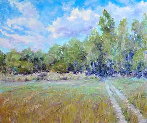 Marcin Stępniowski, The road to the forest, Oil painting - board, 60 x 50
