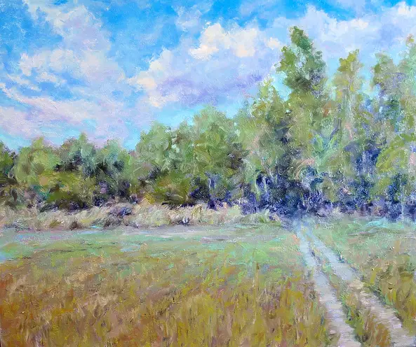Marcin Stępniowski, The road to the forest, Oil painting - board, 60 x 50