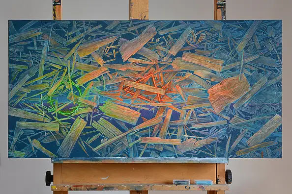 Krzysztof Polaczenko, Schegge, Dipinto acrilico - pannello, 40 x 80
