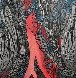 Urszula Szczepańska, Деревья032, крейда, Олівець - папір, 70 x 100