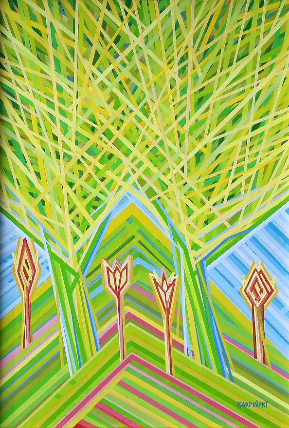 Krzysztof Kułacz Karpiński, Alberi 2, Quadro ad acrilico - tela, 100 x 130