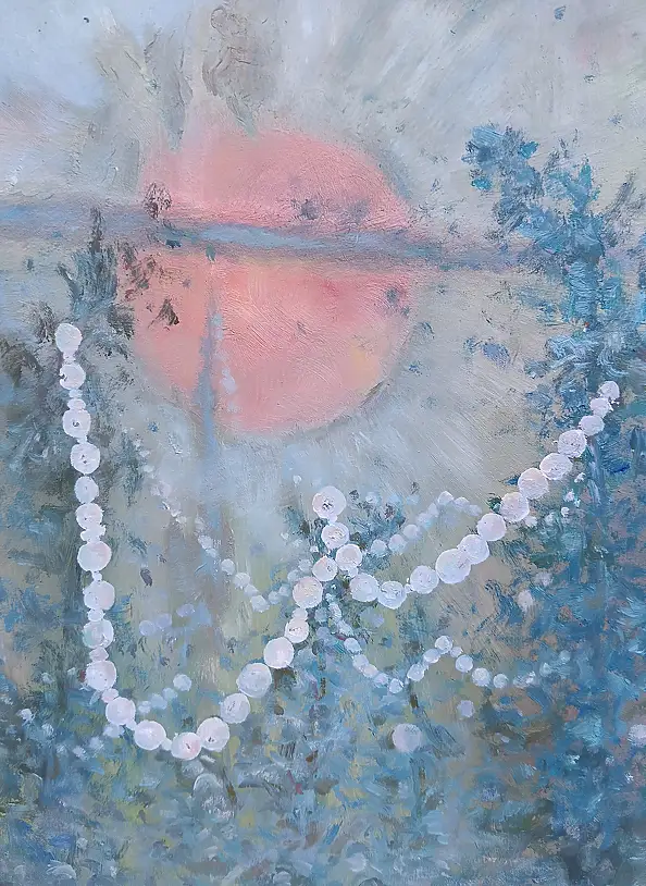 Elżbieta Goszczycka, Trees and pearls, Oil painting - board, 30 x 41