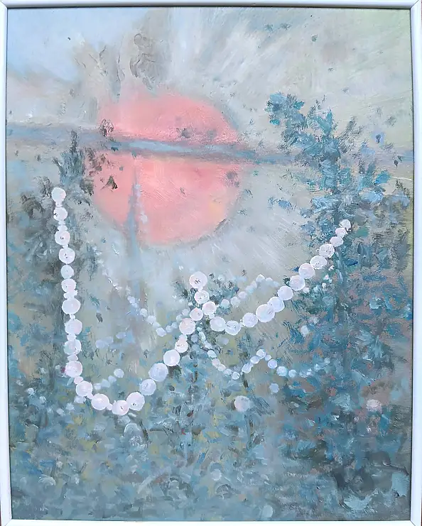 Elżbieta Goszczycka, Trees and pearls, Oil painting - board, 30 x 41
