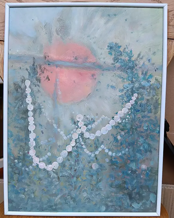 Elżbieta Goszczycka, Trees and pearls, Oil painting - board, 30 x 41