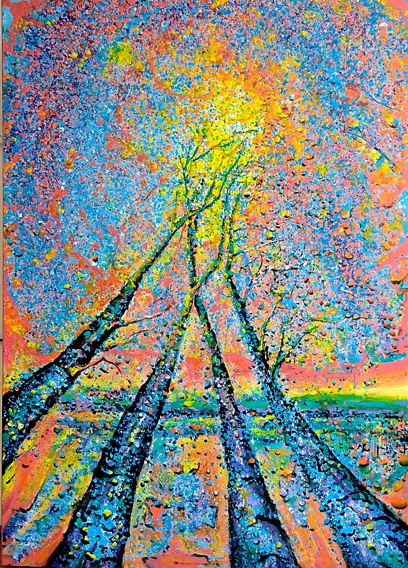 Łukasz Jankiewicz, Деревья на рассвете, Масляная картина - , 100 x 140
