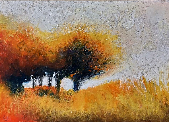 Paulina Lebida - Drzewa-rysunek  formatu A3 pastelami olejnymi 