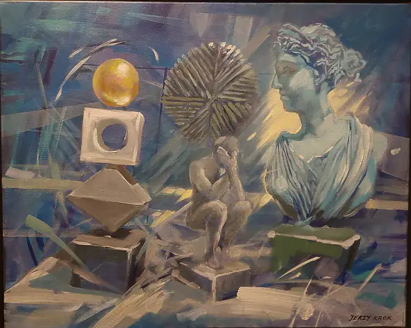 Jerzy Krok, "Dumme Leute 3", Ölbild - Leinwand, 50 x 40
