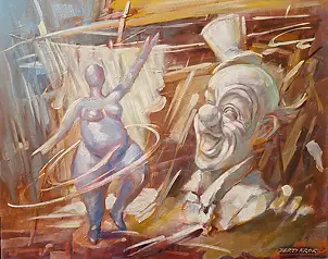 Jerzy Krok, "Dumme Leute 4", Ölbild - Leinwand, 50 x 40