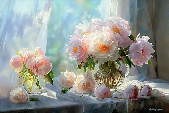Zbigniew Kopania - Two bouquets of peonies