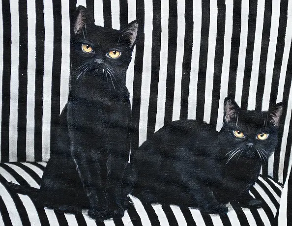Nataliya Bagatskaya - Two black cats on the sofa