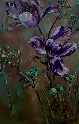   - "Two great purple tulips"