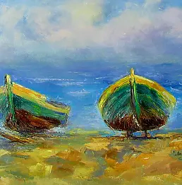 Anna Wąsikiewicz - Two boats on the sea in Mechelinki
