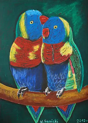 Wiesław Sawicki - two parrots