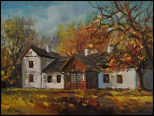 Damian Gierlach - Polish manor house in Żarnowiec Maria Konopnicka oil on canvas