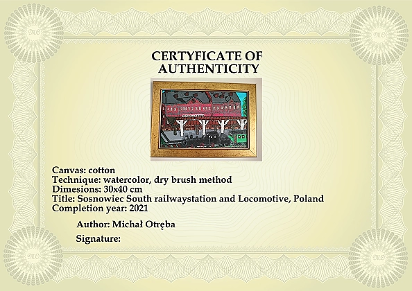Michał Otręba - Dworzec południowy w Sosnowcu z parowozem