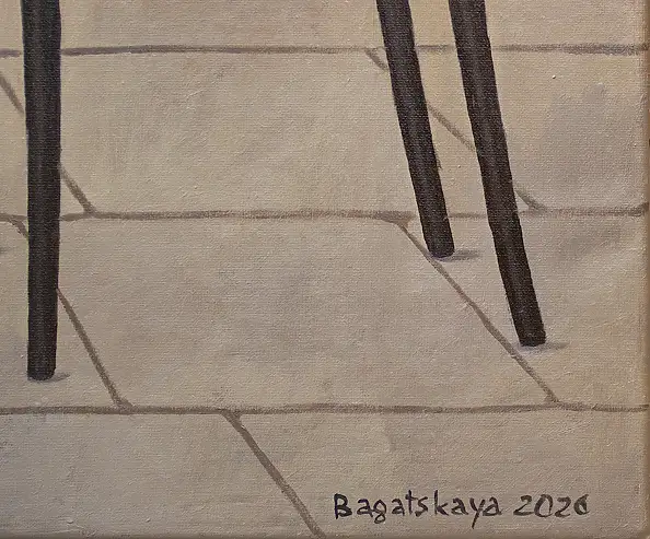 Nataliya Bagatskaya, Laufen mit Kaffee, Acrylgemälde - Leinwand, 85 x 100