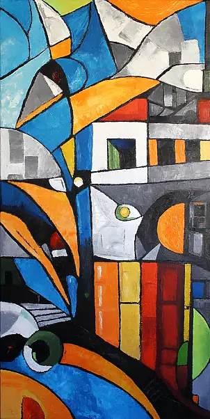 Serge Ra, Cortili di Kaunas, Quadro a olio - tela, 50 x 100