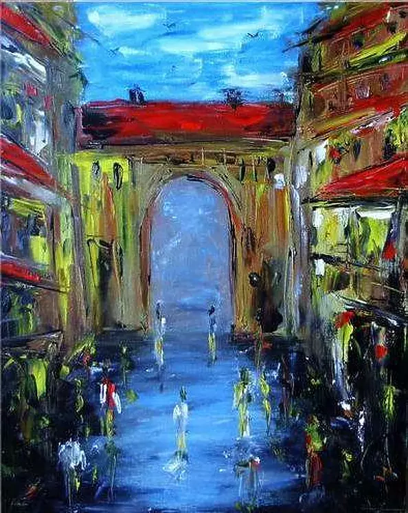 Michał Lenartowicz - Dziedziniec - obraz olejny o wymiarach 50x60cm