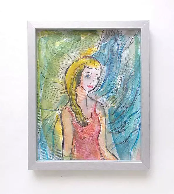 Anna Skowronek - Dziewczyna i rzeka-akwarela