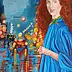 Danuta Kolis - Acrylic painting - Girl in a blue cape