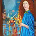 Danuta Kolis - Acrylic painting - Girl in a blue cape