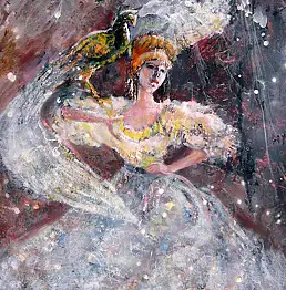 Włodzimierz Draczyński, Dziewczyna z bażantem, Obraz olejny - płyta, 40 x 50