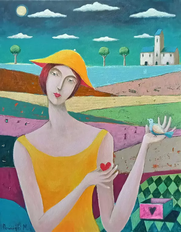 Mirosław Nowiński - Girl with a blue bird