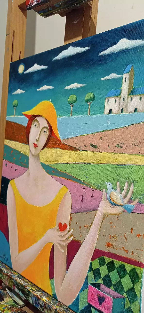 Mirosław Nowiński - Girl with a blue bird